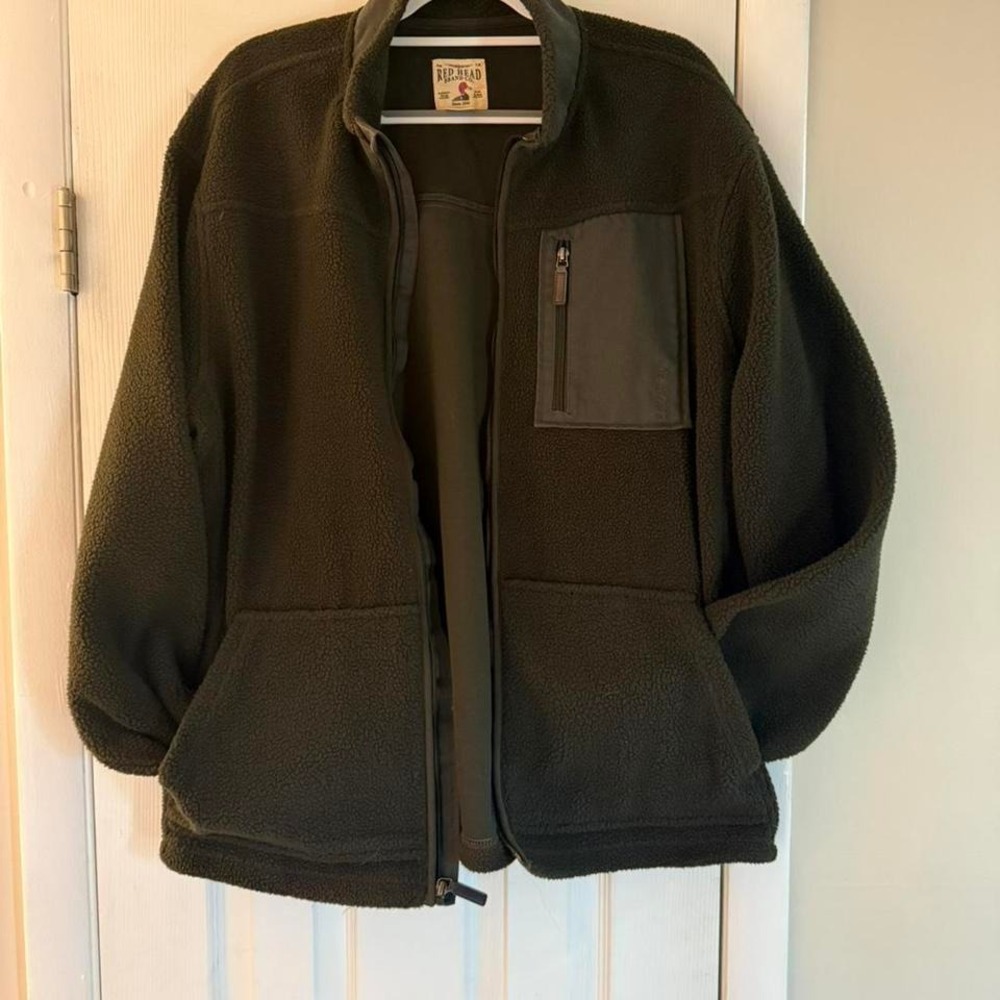Red Head Brand Men's Green Fleece Jacket‎ Size Extra Large XL Full Zip